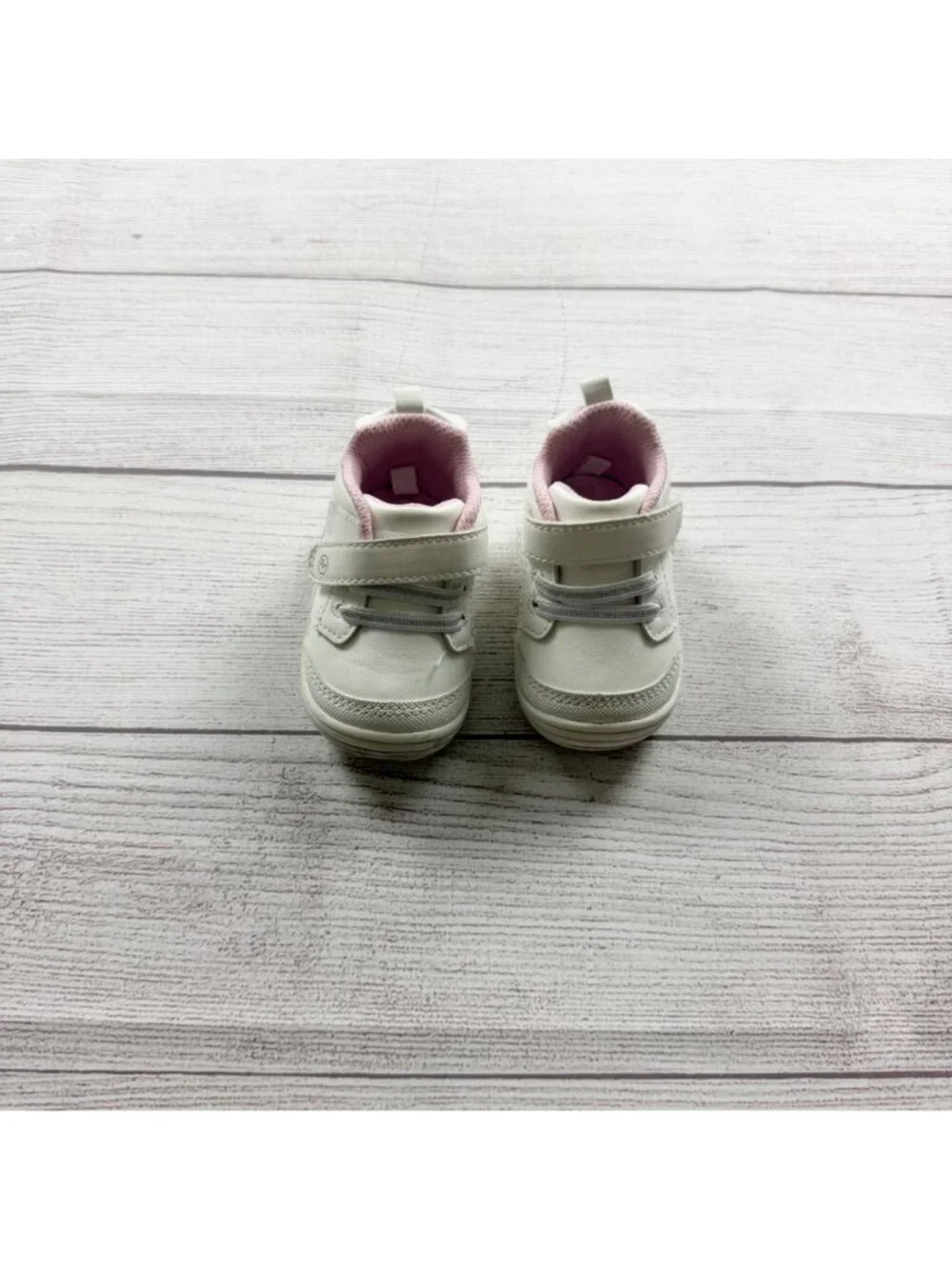 Stride Rite Baby Girls White Pink Floral First Walker Shoes Hook Loop 3